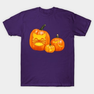 Spooky Jack-O-Lantern Trio (Purple) T-Shirt